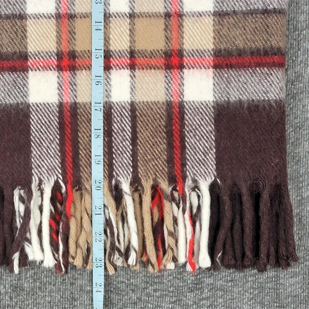 Vintage 60s Faribo Throw Blanket Brown Plaid 100% Wool Stadium Picnic USA 40x52